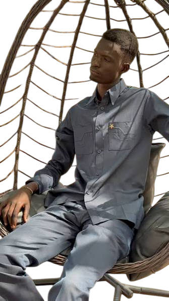LeyLey seated in a woven chair